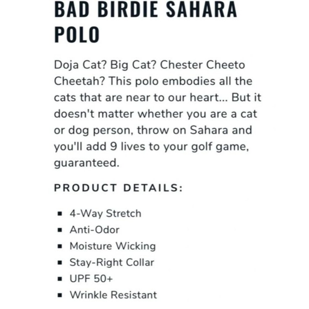 Bad Birdie Large Sahara Cheeta Golf Polo Shirt - Picture 10 of 10